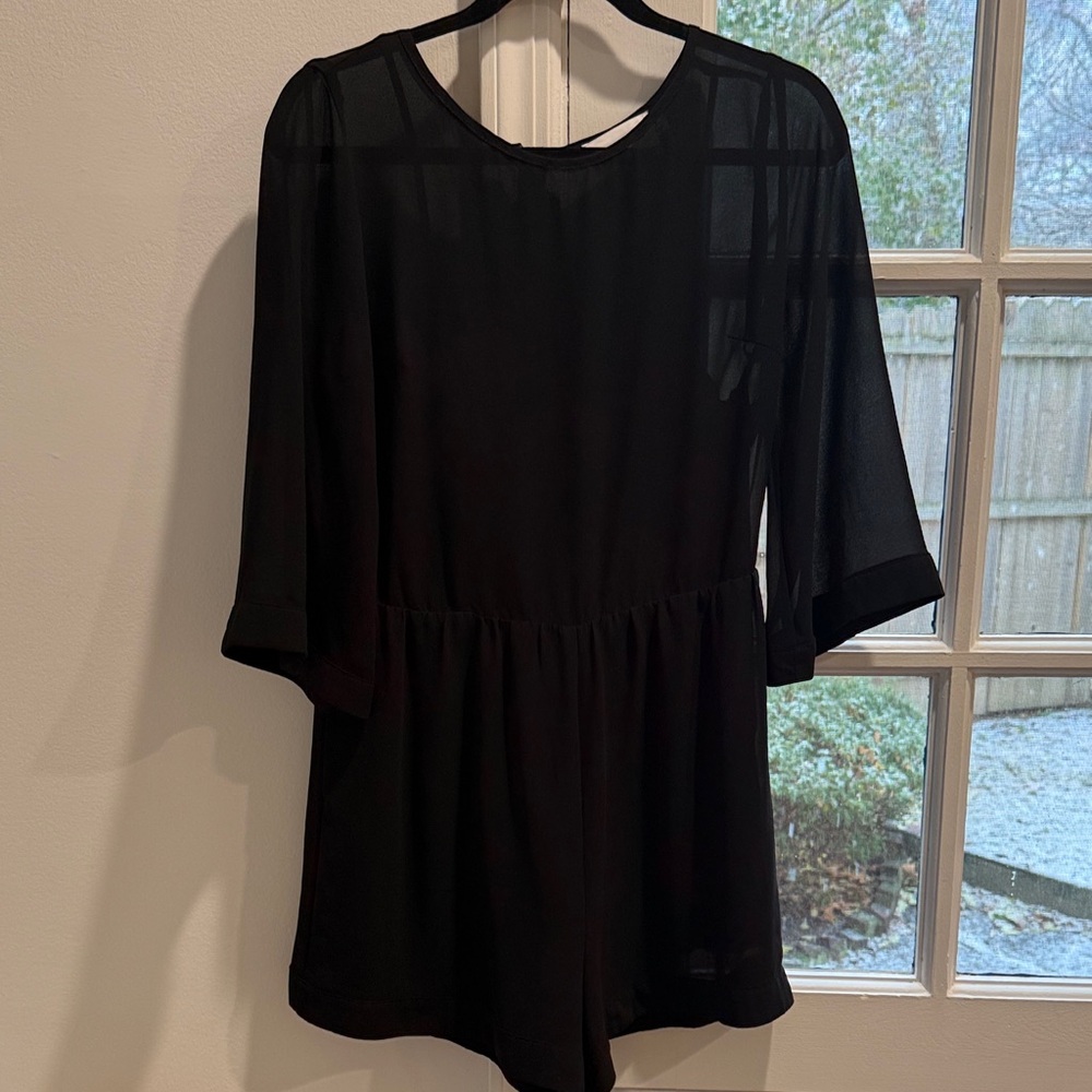 Line & Dot Black Sheer Romper